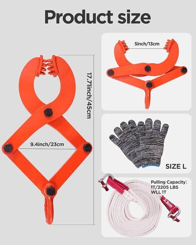 Pickup Pallet Puller Clamp Kit 1T/2205Lbs Truck Pallet Puller Clamp with 2 Steel Hooks & 13.1ft Tow Strap & Gloves, Stump/Tree Pallet Puller Tool for Pulling Pallets Wood or Heavy Thing in Saudi Arabia