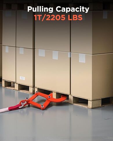 Pickup Pallet Puller Clamp Kit 1T/2205Lbs Truck Pallet Puller Clamp with 2 Steel Hooks & 13.1ft Tow Strap & Gloves, Stump/Tree Pallet Puller Tool for Pulling Pallets Wood or Heavy Thing in Saudi Arabia