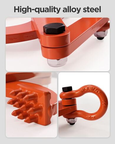 Pickup Pallet Puller Clamp Kit 1T/2205Lbs Truck Pallet Puller Clamp with 2 Steel Hooks & 13.1ft Tow Strap & Gloves, Stump/Tree Pallet Puller Tool for Pulling Pallets Wood or Heavy Thing in Saudi Arabia