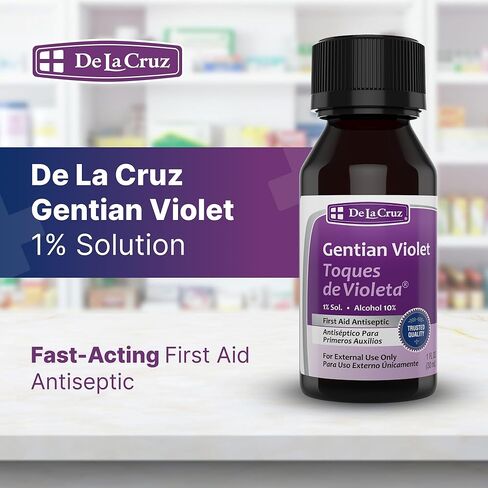 De La Cruz Gentian Violet - Violeta de Genciana - Tincture of Violet 1% First Aid Antiseptic, 1 FL OZ in Kuwait
