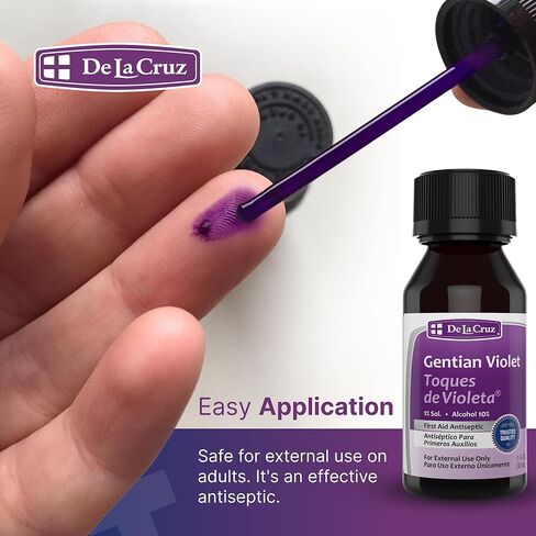 De La Cruz Gentian Violet - Violeta de Genciana - Tincture of Violet 1% First Aid Antiseptic, 1 FL OZ in Kuwait