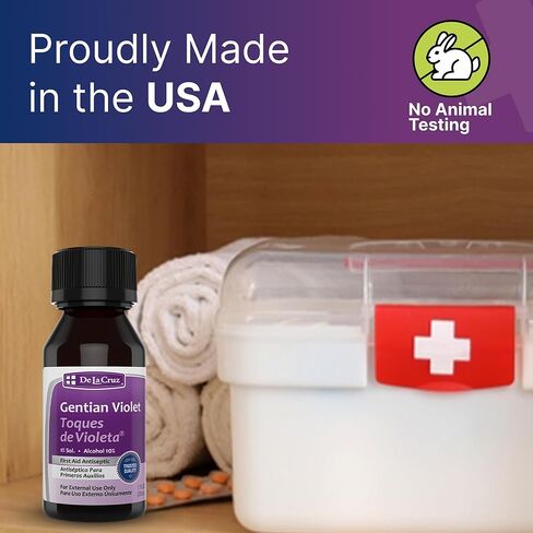 De La Cruz Gentian Violet - Violeta de Genciana - Tincture of Violet 1% First Aid Antiseptic, 1 FL OZ in Kuwait