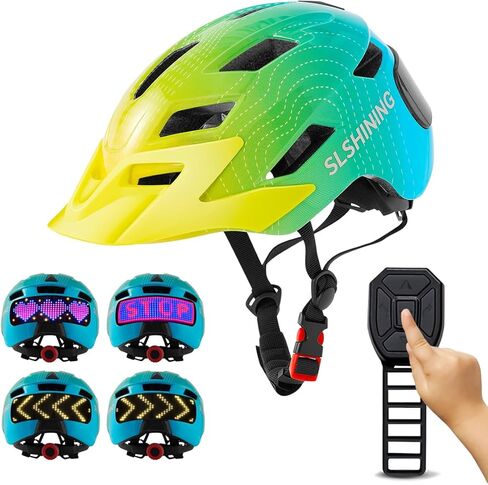 Kids Helmet - Toddler Bike Helmet with LED Turnning/Stop Signals & Customizable Display - Breathable Lightweight Boy/Girl Helmet for Skateboard, Roller Skate, Scooter in Saudi Arabia