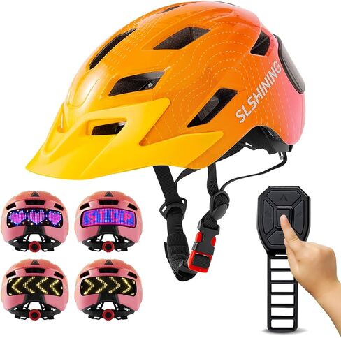Kids Helmet - Toddler Bike Helmet with LED Turnning/Stop Signals & Customizable Display - Breathable Lightweight Boy/Girl Helmet for Skateboard, Roller Skate, Scooter in Saudi Arabia