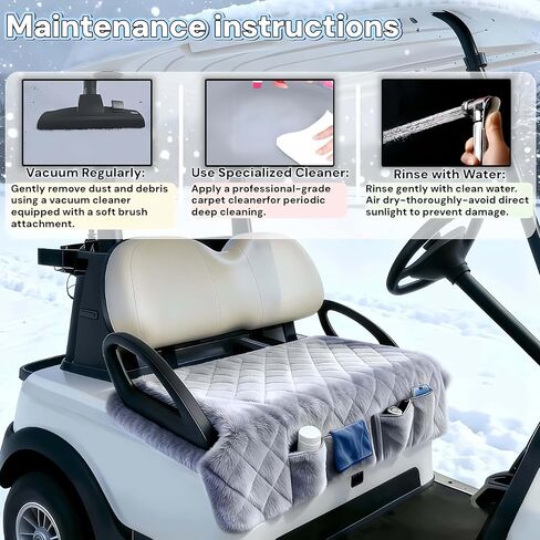 Golf Cart Seat Covers - Soft Faux Fur Seat Blanket, with 4 Pockets, Non-Slip, Thick & Warm, Fit EZGO, Club Car, Yamaha, Epic and Other 2-Seat Golf Cart, All-Season, 51"x 33", Light Gray in Kuwait