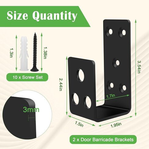 دعامات حاجز للباب 2 × 4، شريط أمان للباب عالي التحمل من كاتكان، دعامة على شكل حرف U للمنزل، المرآب، الحظيرة، السقيفة، المرآب، أمان البوابة (2) in Kuwait