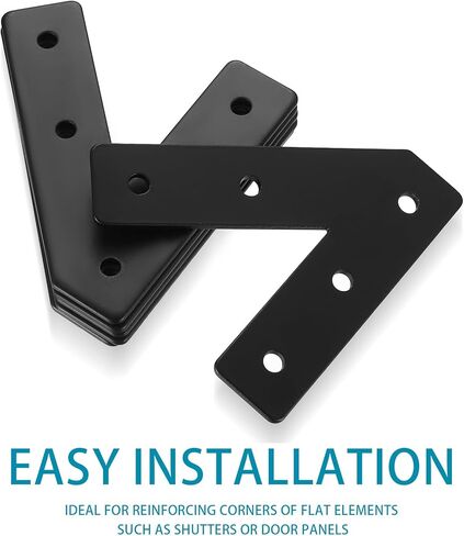 6 Pcs 45 Degree Angle Support Brackets, Heavy Duty Pergola Brackets, Black Metal Flat Plate Braces Truss Framing Bracket for Wood Gazebo Hardware, 4x4, 6x6 Lumber Timber Post Mending Plates in Kuwait