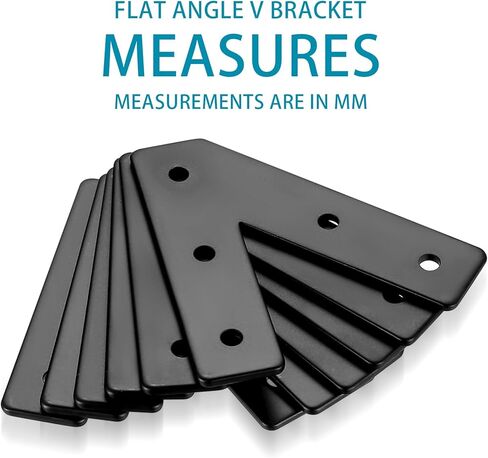 6 Pcs 45 Degree Angle Support Brackets, Heavy Duty Pergola Brackets, Black Metal Flat Plate Braces Truss Framing Bracket for Wood Gazebo Hardware, 4x4, 6x6 Lumber Timber Post Mending Plates in Kuwait