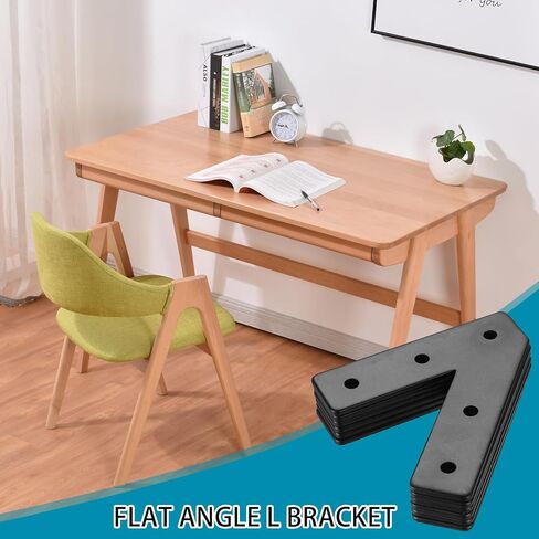 6 Pcs 45 Degree Angle Support Brackets, Heavy Duty Pergola Brackets, Black Metal Flat Plate Braces Truss Framing Bracket for Wood Gazebo Hardware, 4x4, 6x6 Lumber Timber Post Mending Plates in Kuwait