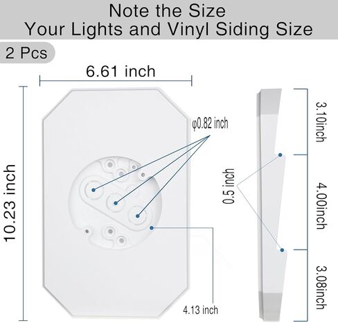 طقم تثبيت جانبي مكون من قطعتين مع صندوق كهربائي مدمج، وكتلة تثبيت جانبية من الفينيل للإضاءة الخارجية، تناسب جوانب حضن مقاس 4 بوصات ارتفاع و1/2 بوصة (أبيض - عبوتان، جوانب حضن 1/2 بوصة) in Kuwait