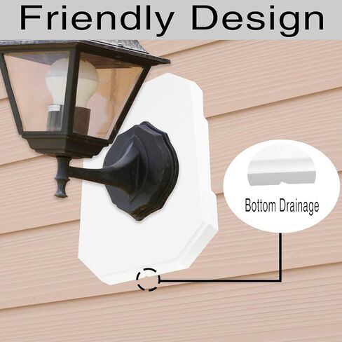 طقم تثبيت جانبي مكون من قطعتين مع صندوق كهربائي مدمج، وكتلة تثبيت جانبية من الفينيل للإضاءة الخارجية، تناسب جوانب حضن مقاس 4 بوصات ارتفاع و1/2 بوصة (أبيض - عبوتان، جوانب حضن 1/2 بوصة) in Kuwait