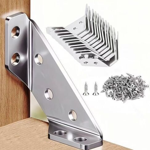 8-Pack Furniture Corner Brackets, Stainless Steel L Brackets with Screws, Heavy Duty Angle Braces for Shelves, Tables, Cabinets, Drawers and Wood Connections in Saudi Arabia