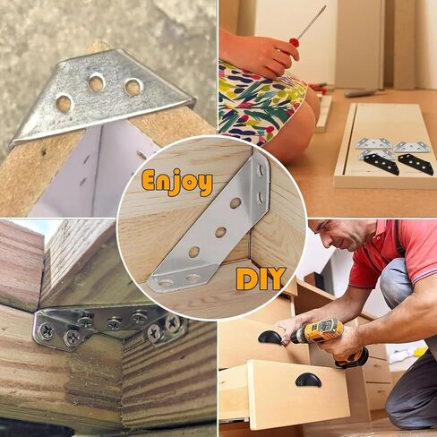 8-Pack Furniture Corner Brackets, Stainless Steel L Brackets with Screws, Heavy Duty Angle Braces for Shelves, Tables, Cabinets, Drawers and Wood Connections in Saudi Arabia