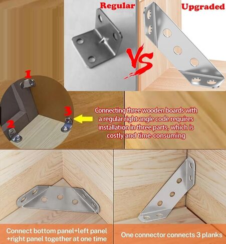 8-Pack Furniture Corner Brackets, Stainless Steel L Brackets with Screws, Heavy Duty Angle Braces for Shelves, Tables, Cabinets, Drawers and Wood Connections in Saudi Arabia
