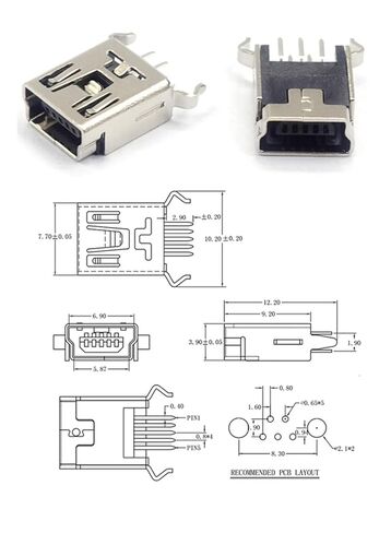 Fengpeng 10/50 قطعة USB SMT SMD DIP 5 دبوس أنثى نوع B مقبس موصل التوصيل مستقيم جاك الذيل المكونات في (النوع-1، 10 قطع) in Kuwait