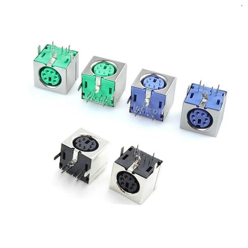 fengpeng 2/5/10Pcs Female Socket Jack Connector On PCB Black/Green/Purple 6 Pins PS/2 Square Adpater(Green,5PCS) in Saudi Arabia