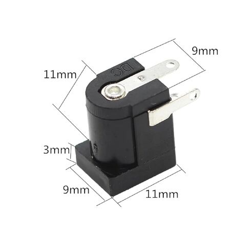 DC-005 Black PCB Mount Power Jack Socket, 5.5x2.1mm Right Angle DC Connector, 10 Pack Terminal Block with Nylon Housing in Saudi Arabia
