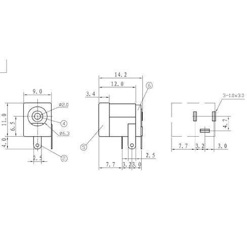 DC-005 Black PCB Mount Power Jack Socket, 5.5x2.1mm Right Angle DC Connector, 10 Pack Terminal Block with Nylon Housing in Saudi Arabia