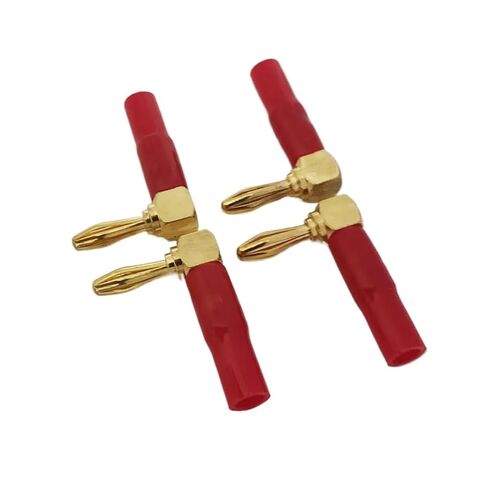 fengpeng 4PCS 4mm L-Shaped Right Angle Banana Plug Soft Plastic Shell 90 Degree Connector Red Black for Audio Video Speaker(Black I) in Saudi Arabia