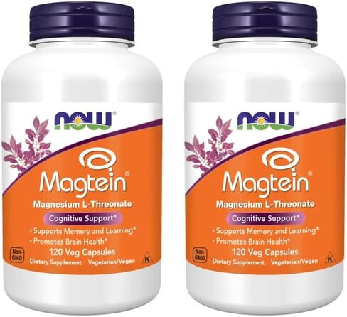 NOW Foods Supplements Magtein، مغنيسيوم ل-ثريونات، الدعم المعرفي*، 120 كبسولة نباتية in Kuwait