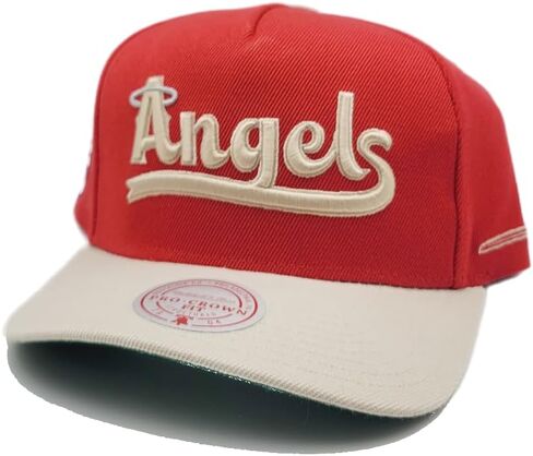 Mitchell & Ness Los Angeles Angels of Anaheim New City Connect Pro Crown Red Tan Era Snapback Hat Cap in Saudi Arabia