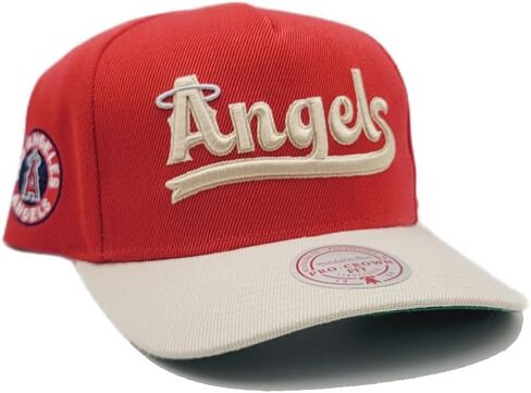 Mitchell & Ness Los Angeles Angels of Anaheim New City Connect Pro Crown Red Tan Era Snapback Hat Cap in Saudi Arabia