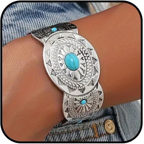 Long tiantian Western Bracelets for Women Gold Western Jewelry Turquoise Cuff Bracelets for Women Trendy Boho Outfits Dresses 2025 in Saudi Arabia