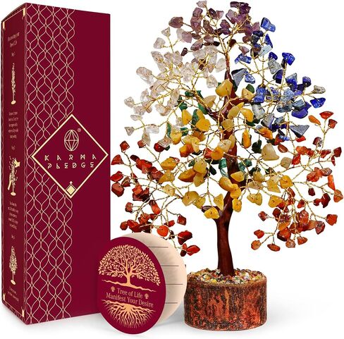 KARMAPLEDGE 7 Chakra Tree of Life for Manifestation Unique Birthday Gifts for Women, Men, Friends, Handmade Home Office Decor Healing Crystal Tree for Money, Reiki, Good Luck, for Her, Mom & Dad in Kuwait