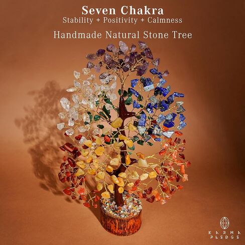 KARMAPLEDGE 7 Chakra Tree of Life for Manifestation Unique Birthday Gifts for Women, Men, Friends, Handmade Home Office Decor Healing Crystal Tree for Money, Reiki, Good Luck, for Her, Mom & Dad in Kuwait