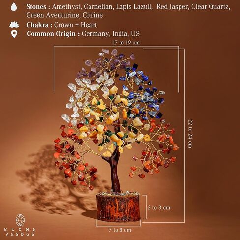 KARMAPLEDGE 7 Chakra Tree of Life for Manifestation Unique Birthday Gifts for Women, Men, Friends, Handmade Home Office Decor Healing Crystal Tree for Money, Reiki, Good Luck, for Her, Mom & Dad in Kuwait