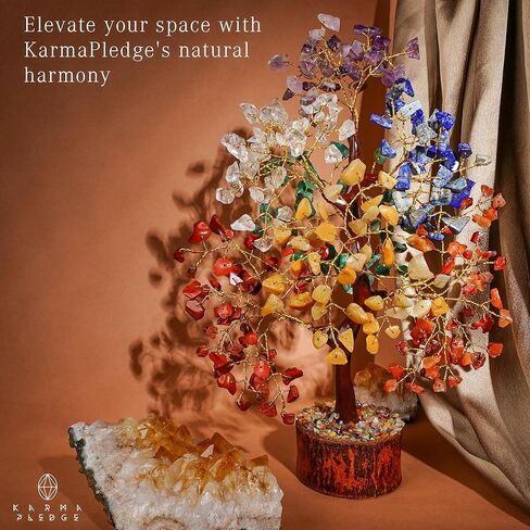 KARMAPLEDGE 7 Chakra Tree of Life for Manifestation Unique Birthday Gifts for Women, Men, Friends, Handmade Home Office Decor Healing Crystal Tree for Money, Reiki, Good Luck, for Her, Mom & Dad in Kuwait