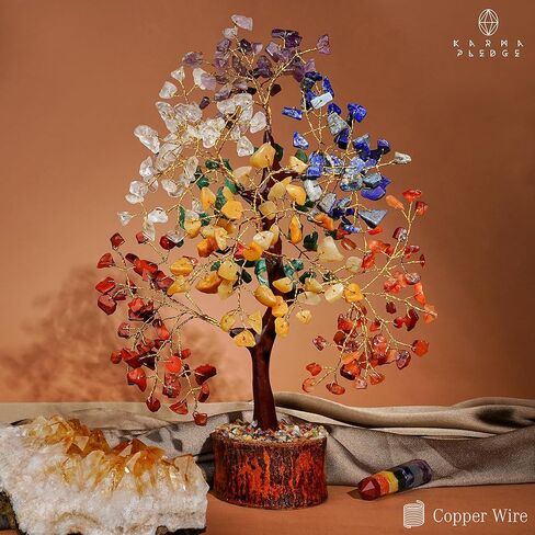 KARMAPLEDGE 7 Chakra Tree of Life for Manifestation Unique Birthday Gifts for Women, Men, Friends, Handmade Home Office Decor Healing Crystal Tree for Money, Reiki, Good Luck, for Her, Mom & Dad in Kuwait
