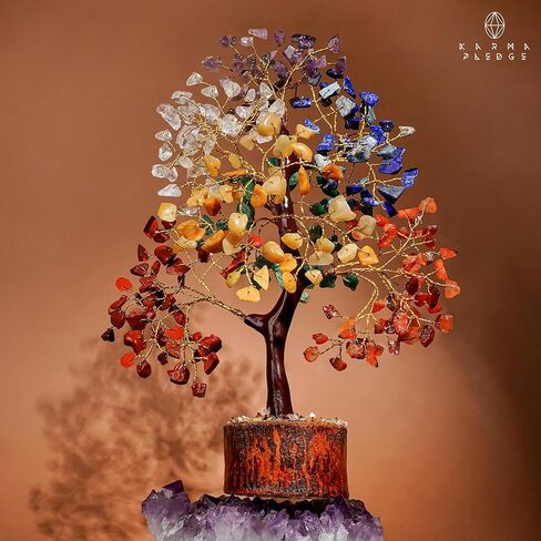 KARMAPLEDGE 7 Chakra Tree of Life for Manifestation Unique Birthday Gifts for Women, Men, Friends, Handmade Home Office Decor Healing Crystal Tree for Money, Reiki, Good Luck, for Her, Mom & Dad in Kuwait