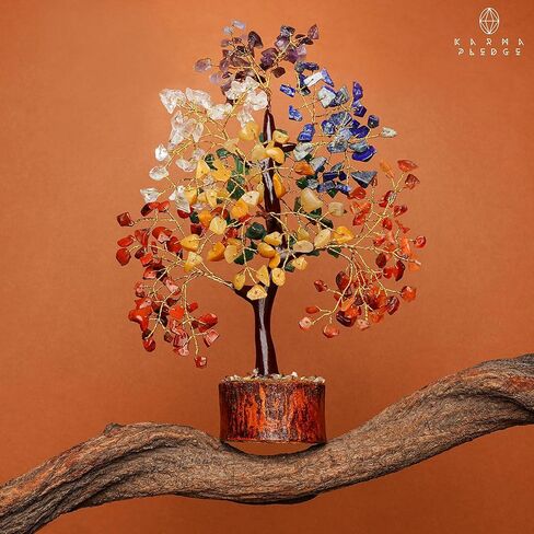 KARMAPLEDGE 7 Chakra Tree of Life for Manifestation Unique Birthday Gifts for Women, Men, Friends, Handmade Home Office Decor Healing Crystal Tree for Money, Reiki, Good Luck, for Her, Mom & Dad in Kuwait