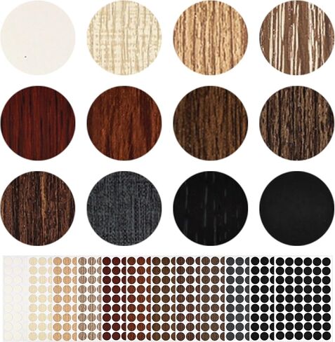 Screw Hole Covers Stickers, 21 mm Adhesive PVC Screw Cover Caps, 12 Basic Colors Wood Stickers for Furniture Desk Wall Cabinets Wardrobes 648 PCS in Saudi Arabia