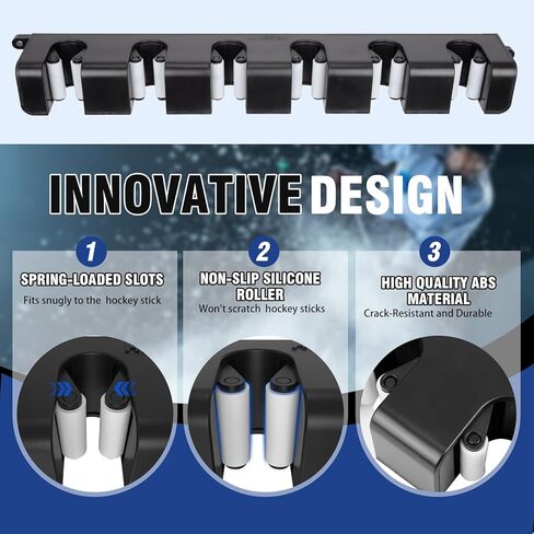 حامل عصا الهوكي على الحائط من هايكين، حامل عرض عصا هوكي الجليد معزز الثبات، منظم عصا الهوكي موفر للمساحة يحمل ما يصل إلى 6 أعواد لأي جدار مكتب منزلي in Kuwait
