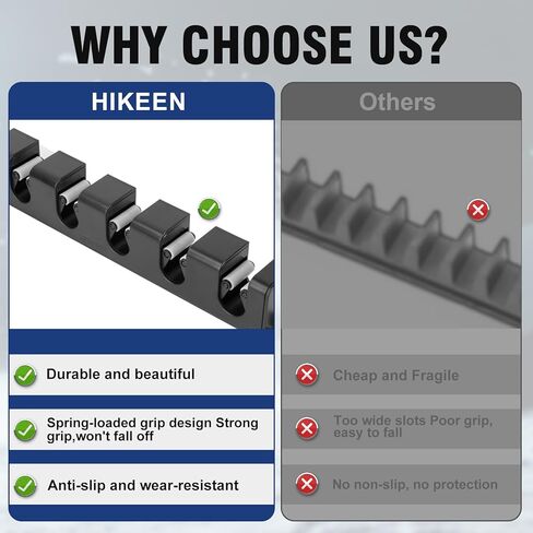 حامل عصا الهوكي على الحائط من هايكين، حامل عرض عصا هوكي الجليد معزز الثبات، منظم عصا الهوكي موفر للمساحة يحمل ما يصل إلى 6 أعواد لأي جدار مكتب منزلي in Kuwait