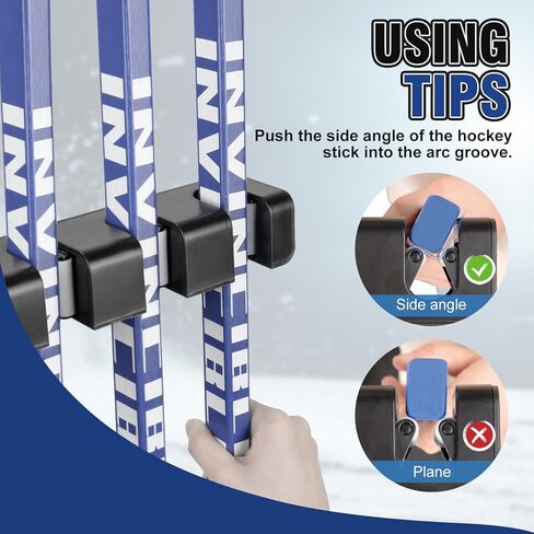 حامل عصا الهوكي على الحائط من هايكين، حامل عرض عصا هوكي الجليد معزز الثبات، منظم عصا الهوكي موفر للمساحة يحمل ما يصل إلى 6 أعواد لأي جدار مكتب منزلي in Kuwait