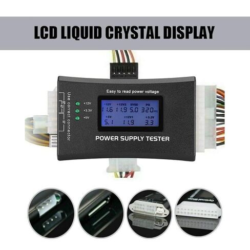 جهاز اختبار إمداد الطاقة للكمبيوتر الشخصي، جهاز اختبار الترانزستور بشاشة الكريستال السائل LCD، مكثف ترانزستور التنبيه تلقائيًا، لواجهات 20Pin 24Pin P4 P6 P8 PCI E in Kuwait
