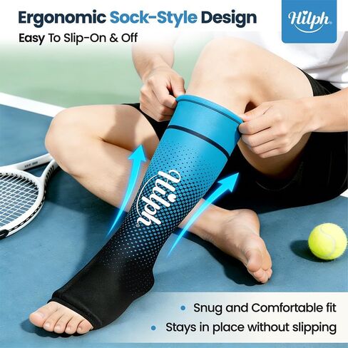 Hilph Full Calf & Foot Ice Pack Wrap for Running Recovery, Extended Leg to Foot Cold Compression Therapy Sock Ice Sleeve for Shin Splints Pain Relief, Reduce Swelling, Muscle Recovery After Exercise in Saudi Arabia