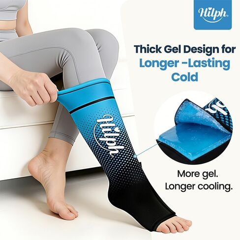 Hilph Full Calf & Foot Ice Pack Wrap for Running Recovery, Extended Leg to Foot Cold Compression Therapy Sock Ice Sleeve for Shin Splints Pain Relief, Reduce Swelling, Muscle Recovery After Exercise in Saudi Arabia