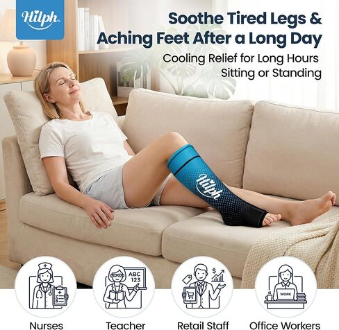 Hilph Full Calf & Foot Ice Pack Wrap for Running Recovery, Extended Leg to Foot Cold Compression Therapy Sock Ice Sleeve for Shin Splints Pain Relief, Reduce Swelling, Muscle Recovery After Exercise in Saudi Arabia