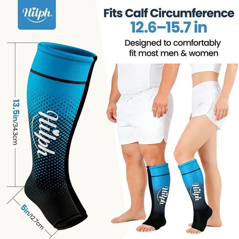Hilph Full Calf & Foot Ice Pack Wrap for Running Recovery, Extended Leg to Foot Cold Compression Therapy Sock Ice Sleeve for Shin Splints Pain Relief, Reduce Swelling, Muscle Recovery After Exercise in Saudi Arabia