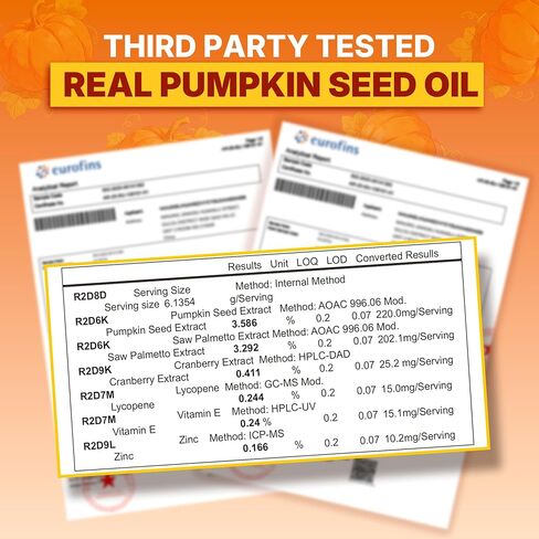 Pumpkin Seed Oil Gummies 4400mg with Saw Palmetto, Cranberry, Lycopene, Vitamin E, Zinc, Cold Pressed, Pure Virgin Pumpkin Seed Oil for Hair Growth, Skin, Urinary, Bladder & Prostate Health, 60 Count in Kuwait