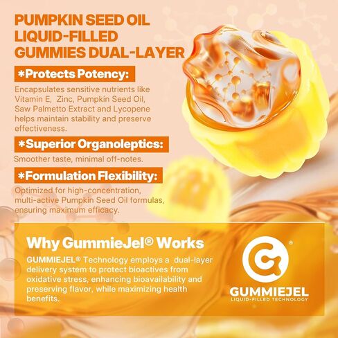 Pumpkin Seed Oil Gummies 4400mg with Saw Palmetto, Cranberry, Lycopene, Vitamin E, Zinc, Cold Pressed, Pure Virgin Pumpkin Seed Oil for Hair Growth, Skin, Urinary, Bladder & Prostate Health, 60 Count in Kuwait