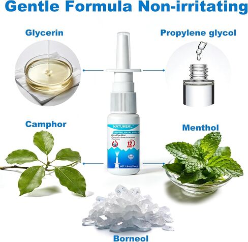 Nasal Spray with Naphazoline HCL Decongestant, Strength 12 Hour Over-The-Counter Medication Nose Spray for Sinus Relief, Nasal Decongestants for Adults & Sinus Congestion - 1 fl oz in Saudi Arabia