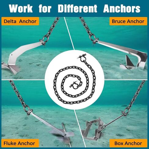 سلسلة مرساة القارب 316 من الفولاذ المقاوم للصدأ سلسلة المرساة البحرية مع وصلة تكبل مزدوجة تنتهي سلسلة سوداء للقوارب in Kuwait