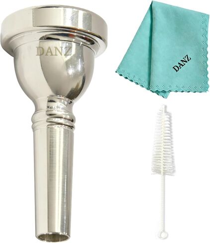 Tenor Trombone Mouthpiece 6 1/2AL Silver Plated with Cleaning Cloth & Mouthpiece Brush - Brass Base for All Level Players in Saudi Arabia