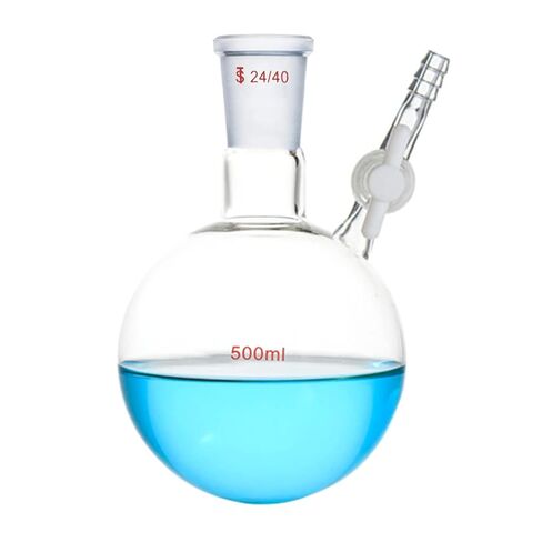 500 مللي 24/40 مختبر قارورة تفاعل زجاجية مع سفينة مفاعل مختبر PTFE محبس in Kuwait