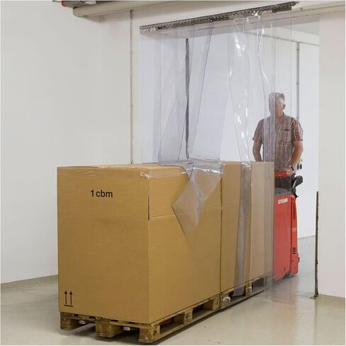 ستارة باب بشريط PVC شفاف، مجموعة أبواب ناعمة من الفينيل المقاوم للخدش للاستخدام التجاري والصناعي، صديقة للحيوانات الأليفة، مستودع/ورشة عمل (W120xH230cm/47.24x90.55in) in Kuwait